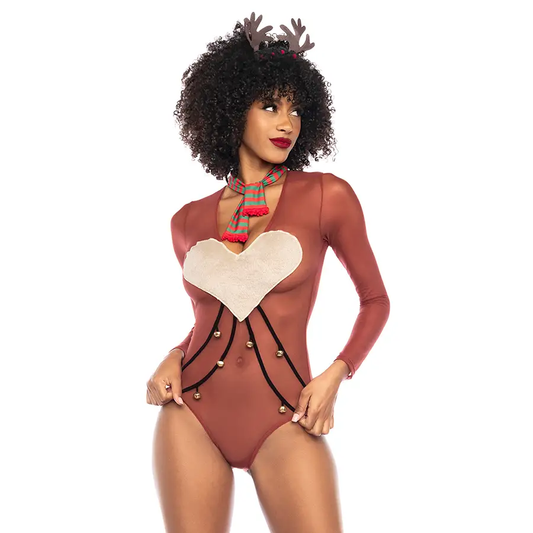 Disfraz Reno 3 Piezas Marrón Poliéster Elastano Incluye Body Manga by MAPALE