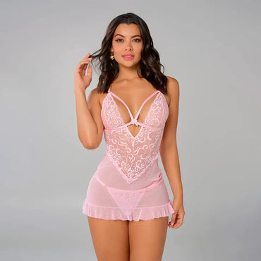 Lamore Babydoll De Encaje Con Nylon Y Elastano Escote Profundo by SEXSHOPLAMORE