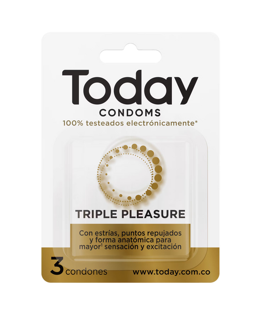 Condones Today Triple Pleasure X3 Texturados con Puntos y Estrías by lamoresex