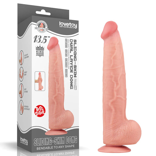 34.29CM'' King Sized Sliding Skin Dual Layer Dong Flesh