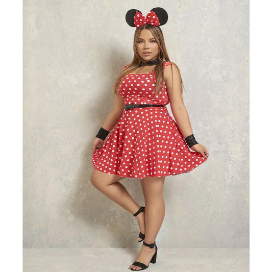 Disfraz Minnie Mouse Retro En Poliéster Y Elastano 4 Piezas by CEREZA LINGERIE