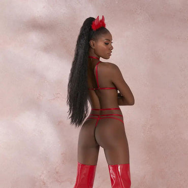 Katia Disfraz Diabla Rojo Poliéster Elastano Top Entrelazado by HENTAI FANTASY