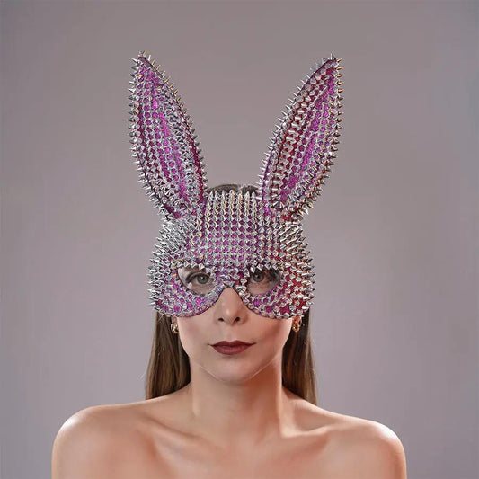 Lucca Máscara Bunny Con Orejas Y Detalles Fucsia Plateados by SENSUAL LOVE