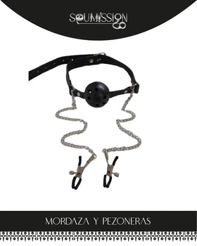 Set Mordaza Y Pezoneras De Silicona Con Ajuste Ajustable by lamoresex