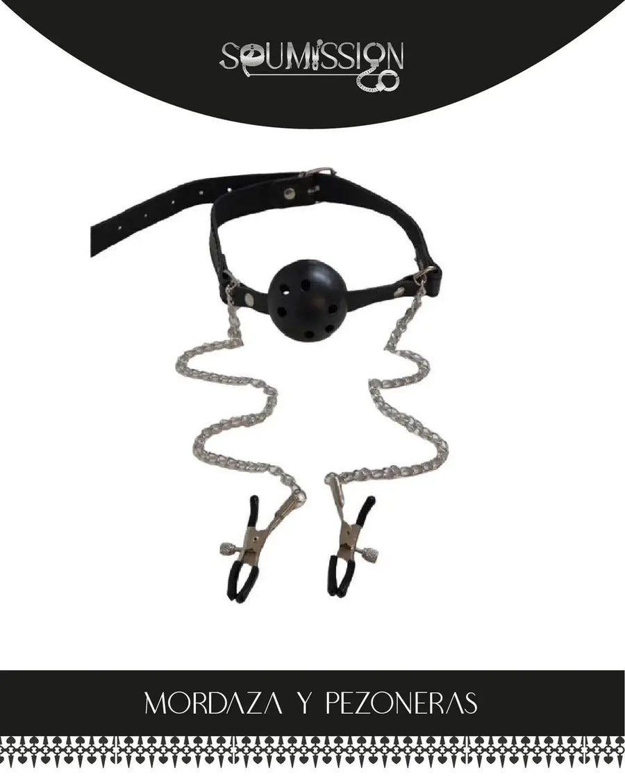 Set Mordaza Y Pezoneras De Silicona Con Ajuste Ajustable by lamoresex