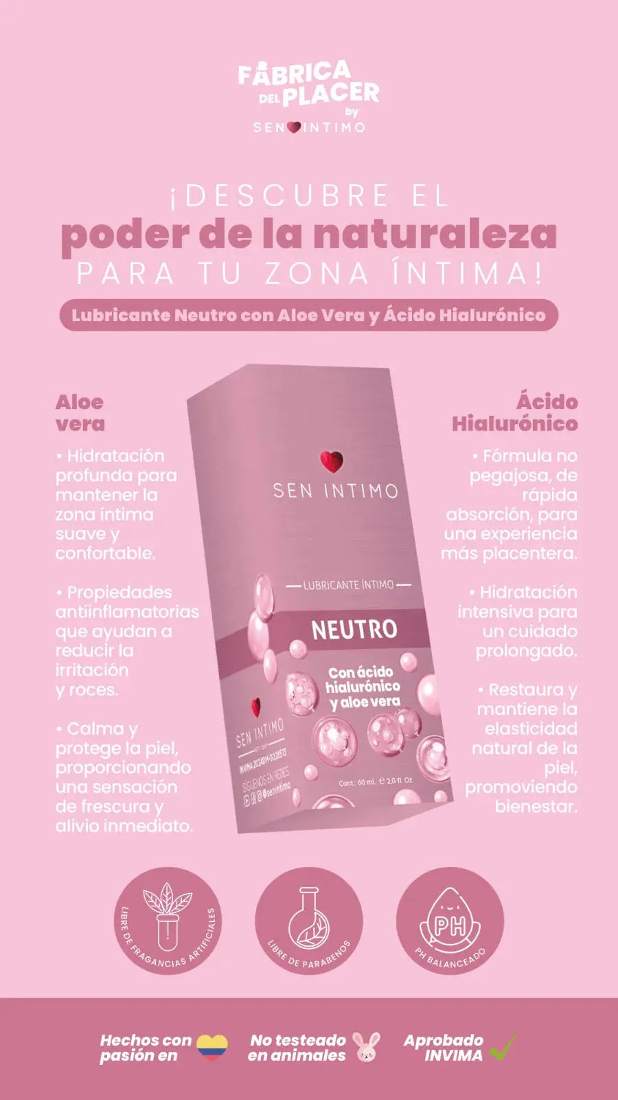 Sen Intimo Lubricante Neutro Aloe Vera y Ácido Hialurónico 55 ml by lamoresex