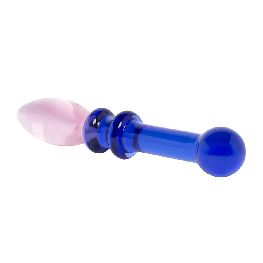 Vidrio Cristal Azul En Forma De Cetro Con Dos Extremos Y Textura Lisa by SEXGLASS