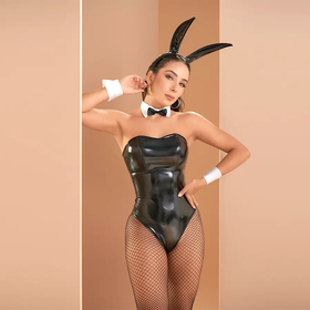 Neo Play Disfraz Coneja Negro Conjunto Body Ajustado Con Cola Y Orejas by CEREZA LINGERIE