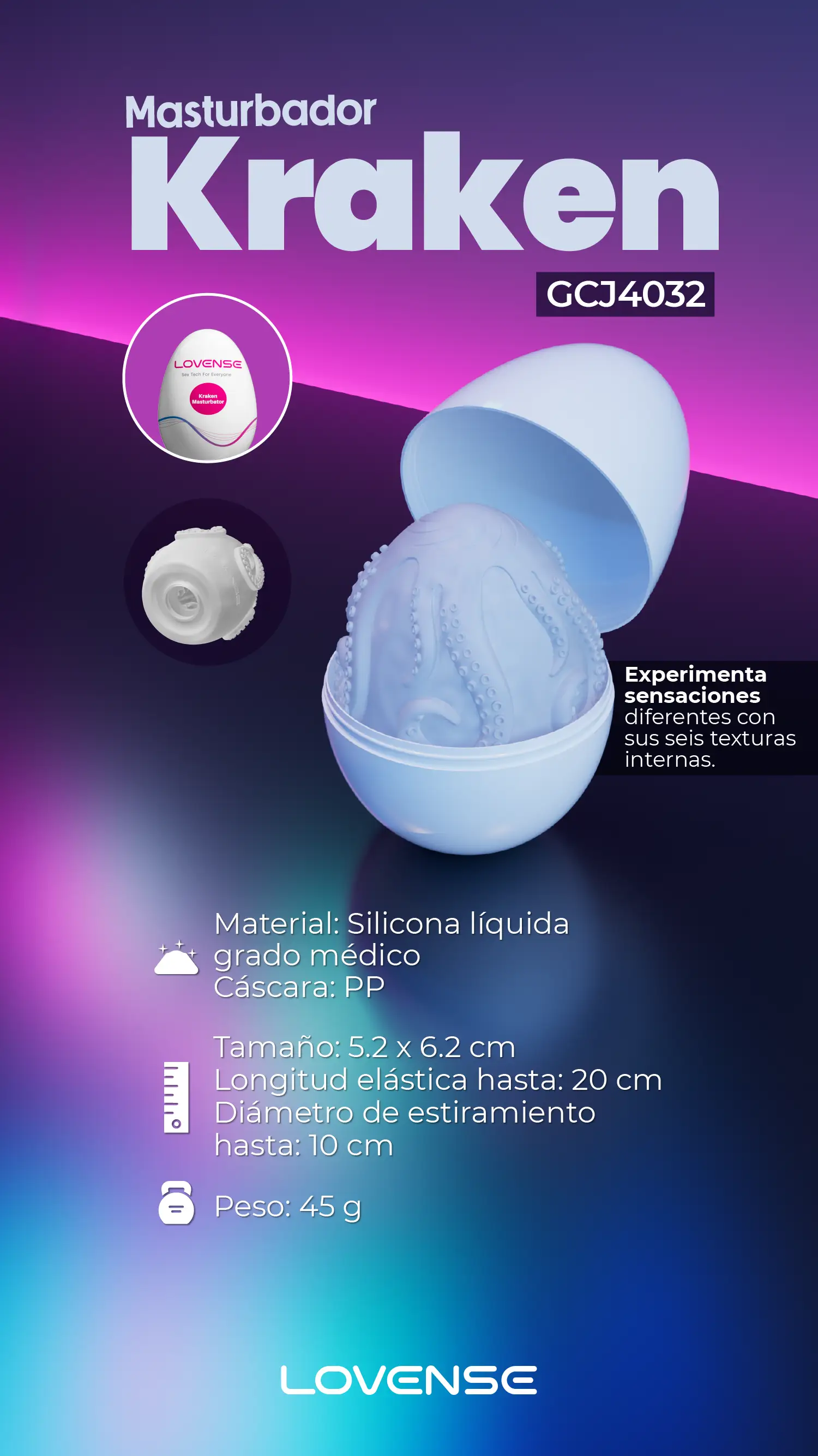 Lovense Kraken Estimulación Con Seis Texturas Y Material Ultra Suave by SEXSHOPLAMORE