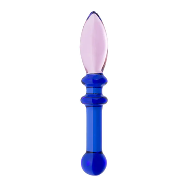 Vidrio Cristal Azul En Forma De Cetro Con Dos Extremos Y Textura Lisa by SEXGLASS