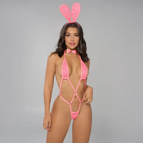 Star Bunny Disfraz En Encaje Con Transparencias Y Diadema by CEREZA LINGERIE