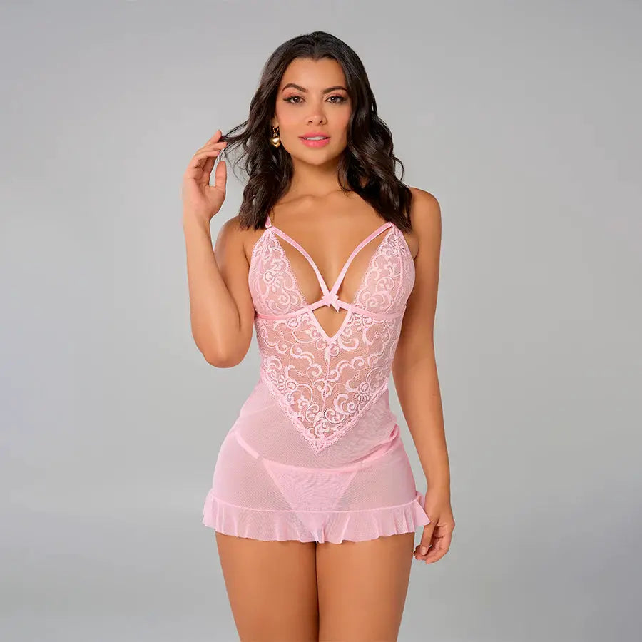 Lamore Babydoll De Encaje Con Nylon Y Elastano Escote Profundo by SEXSHOPLAMORE