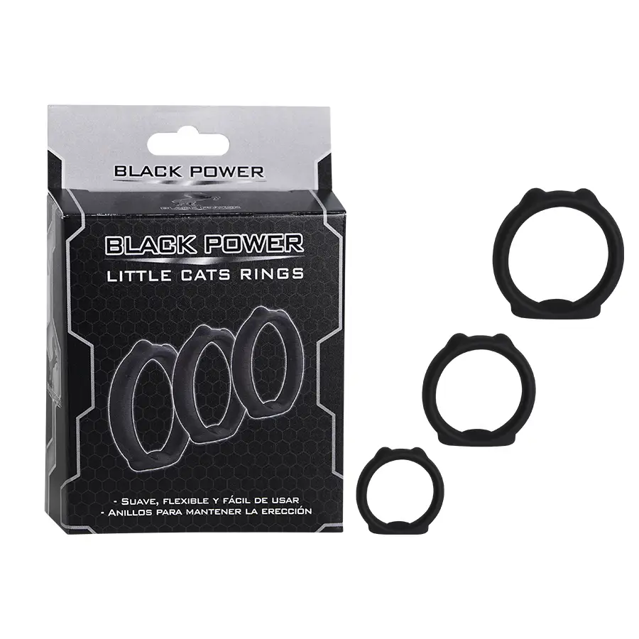 Little Cats Anillos Flexibles de Silicona Tres Diámetros Ajuste Seguro by BLACK POWER