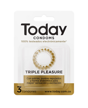 Condones Today Triple Pleasure X3 Texturados con Puntos y Estrías by lamoresex