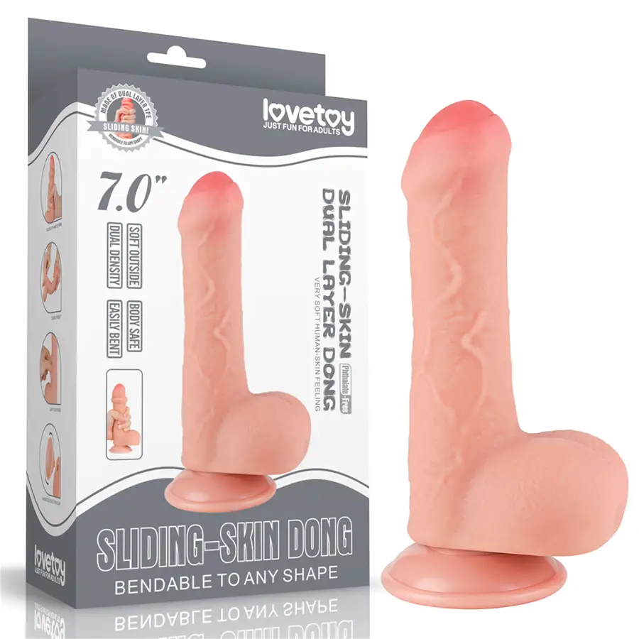 Dispositivo Realista 7 Pulgadas En Silicona Doble Capa Base De Succión by LOVETOY