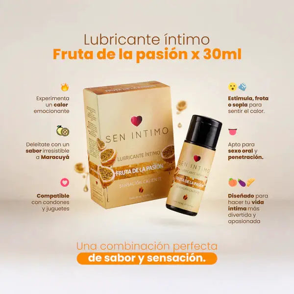 Lubricante Íntimo Caliente con Sabor a Maracuyá 30 ml – Sen Íntimo by SEXSHOPLAMORE