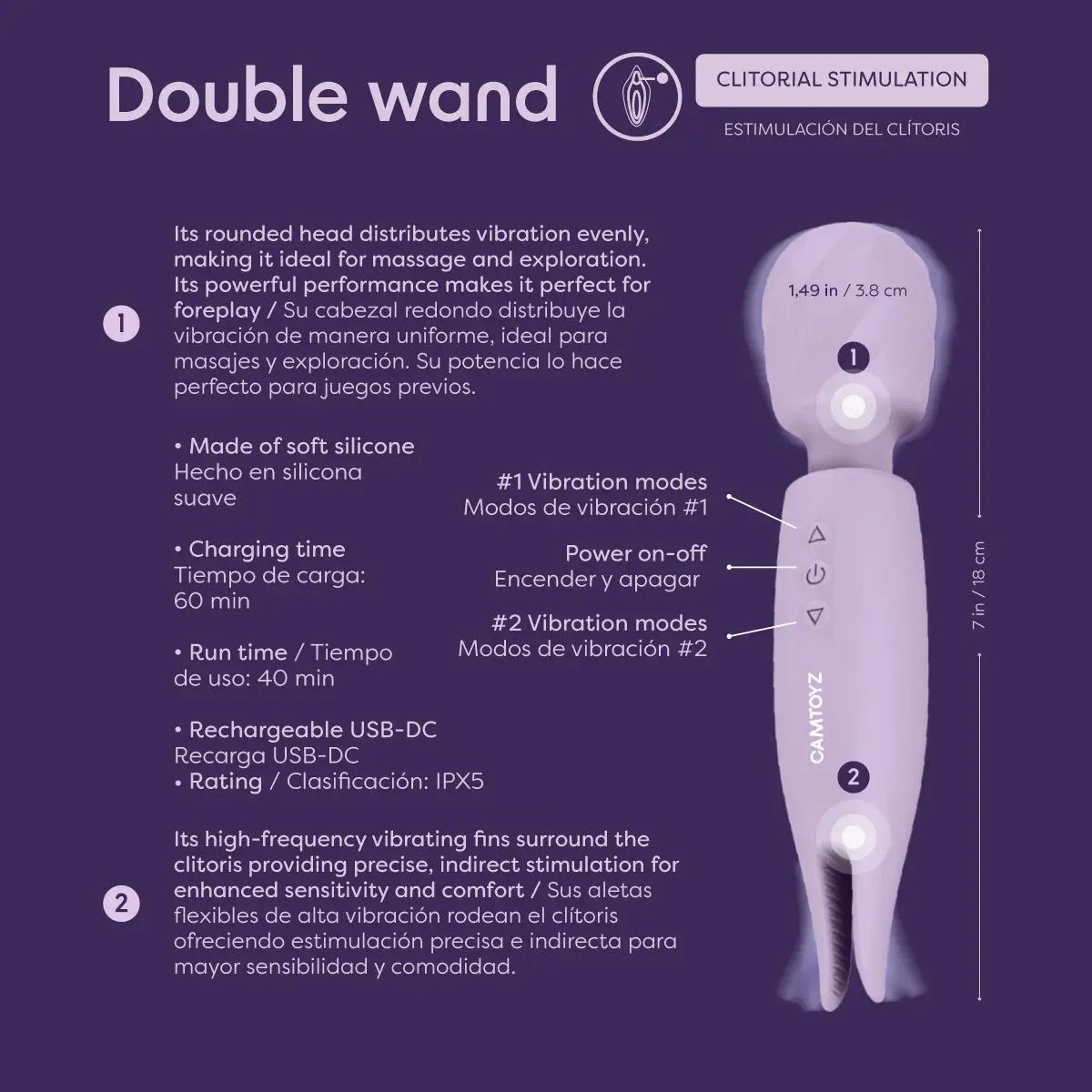 Double Wand Vibrador Wand Doble Camtoyz by SEXSHOPLAMORE