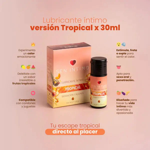 Lubricante Íntimo Caliente con Sabor Tropical 30 ml – Sen Íntimo by SEXSHOPLAMORE