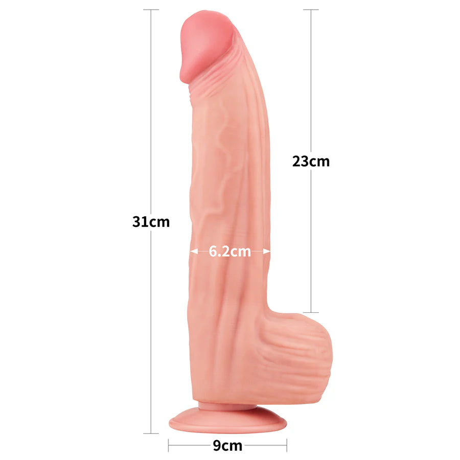 31CM'' King Sized Sliding Skin Dual Layer Dong