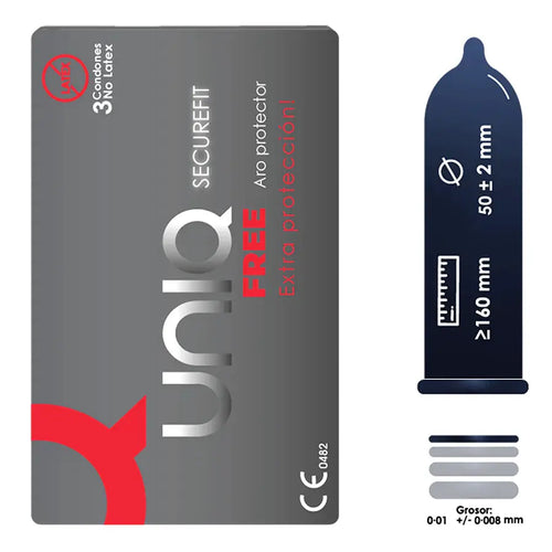 Uniq Free Condón Sin Latex 3 Unidades Aro Base Protección