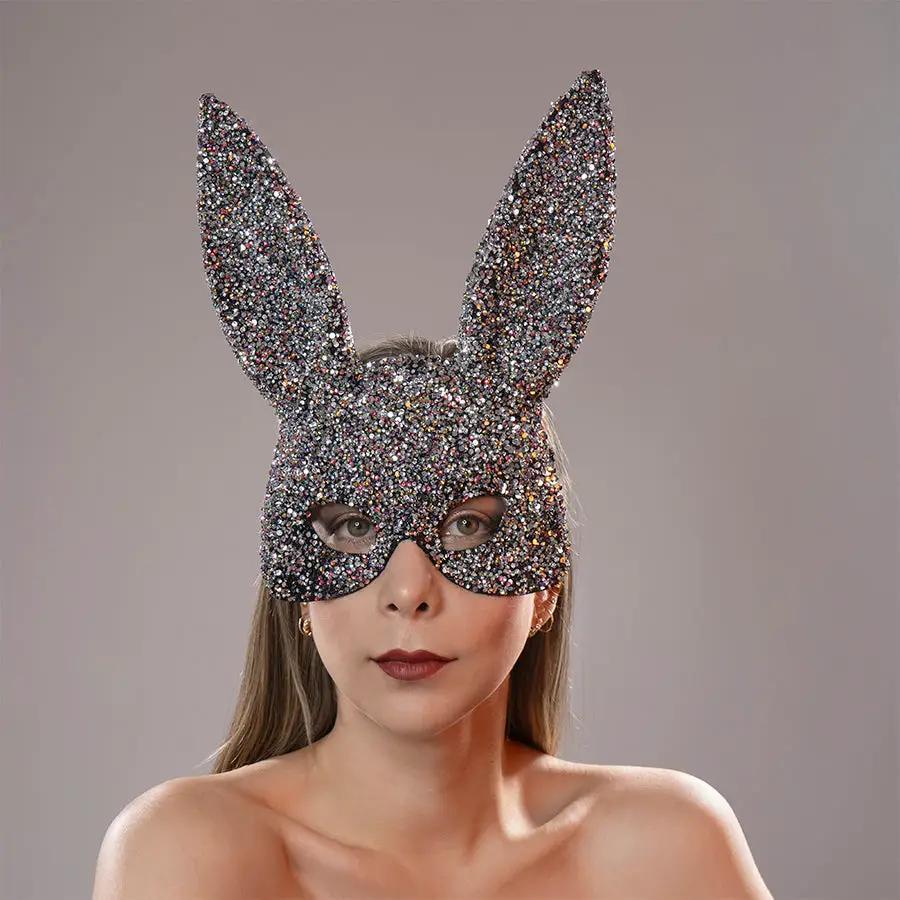 Foggia Máscara Bunny Gris Con Piedras Murano Imitación by SENSUAL LOVE