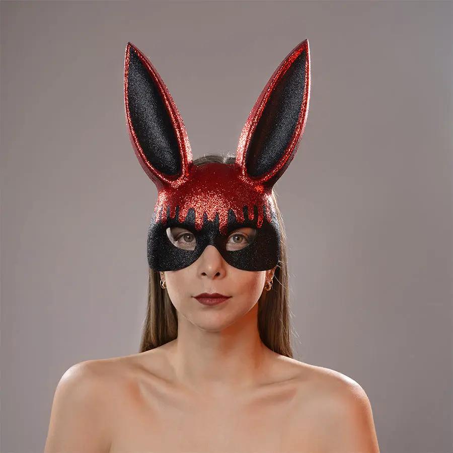 Grosseto Máscara Conejo Con Orejas Y Perlas Rojas Mirella by SENSUAL LOVE