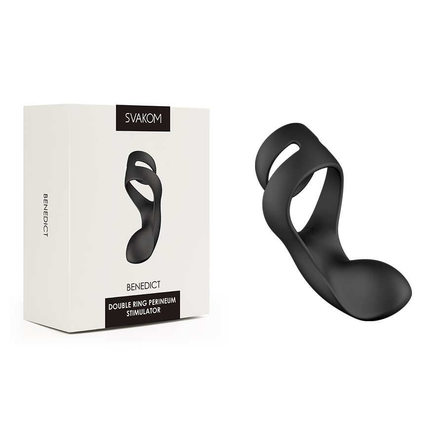 Anillo Doble Estimulador de Perineo Benedict Negro By Svakom
