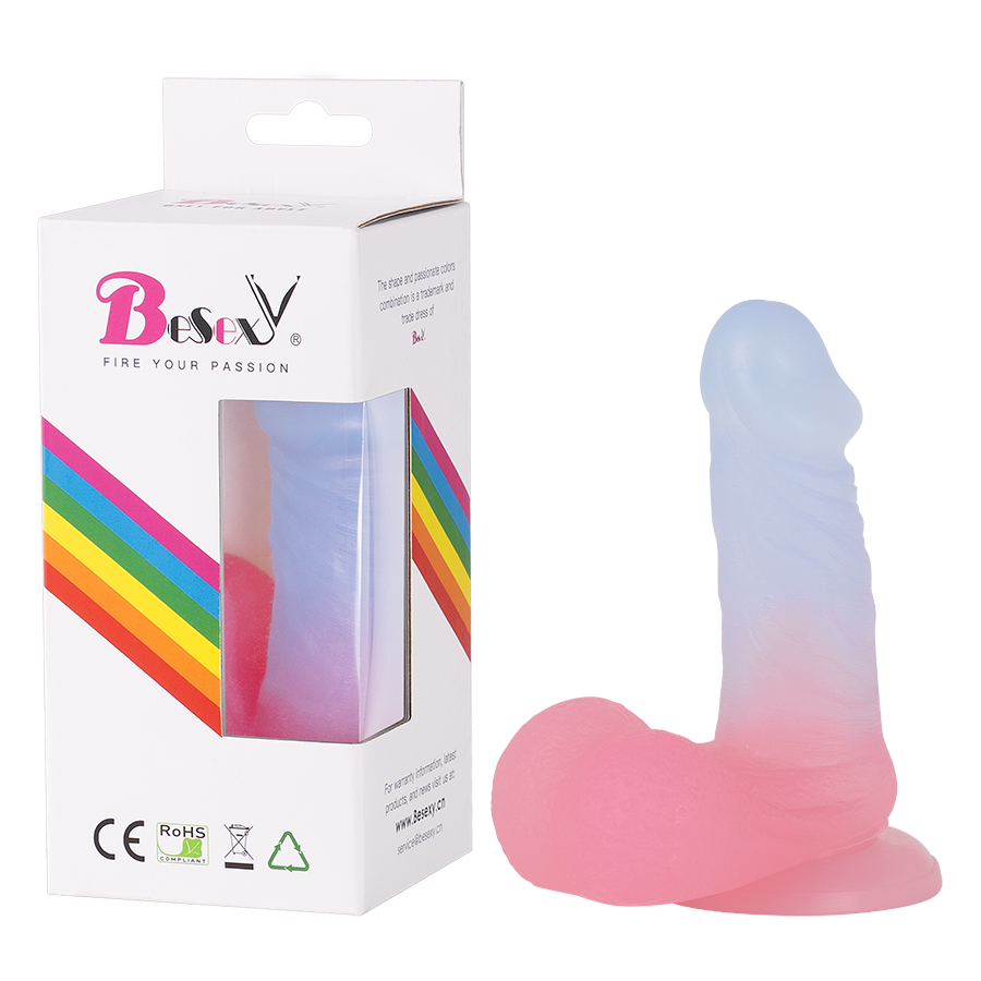 Juguete Anatómico de Silicona Médica Tricolor con Base Ventosa by BESEXY